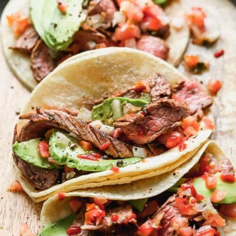 Skirt Steak Tacos With Charred Tomato Salsa