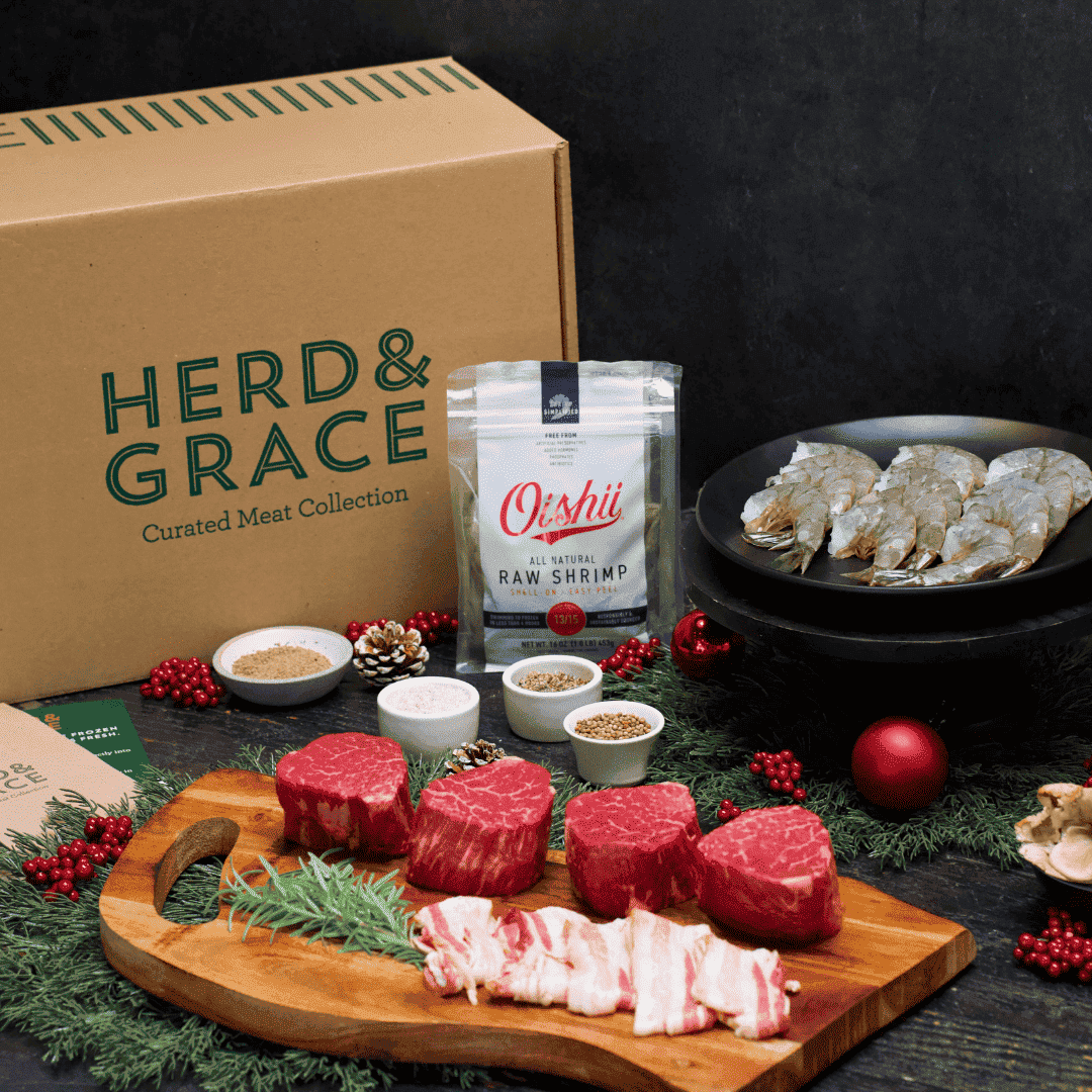 Caroline Somers Surf Turf gourmet meat and seafood gift box with shrimp