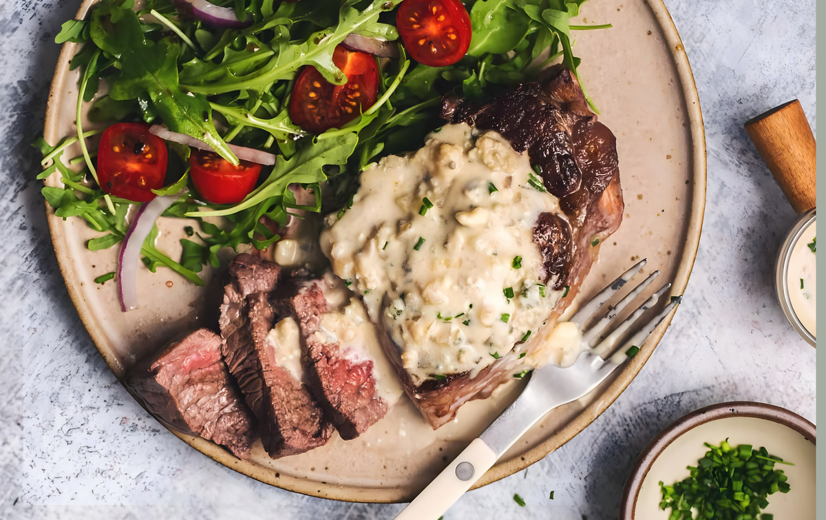 Plated meal with steak